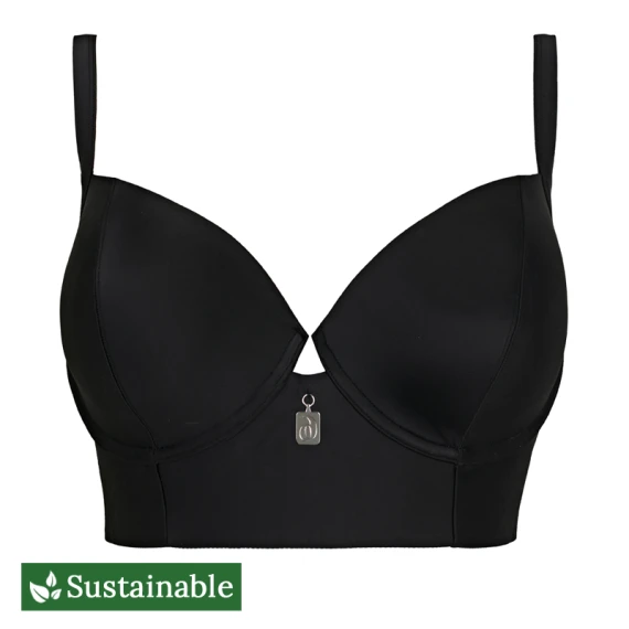 Plain Longline Bikini Oberteil